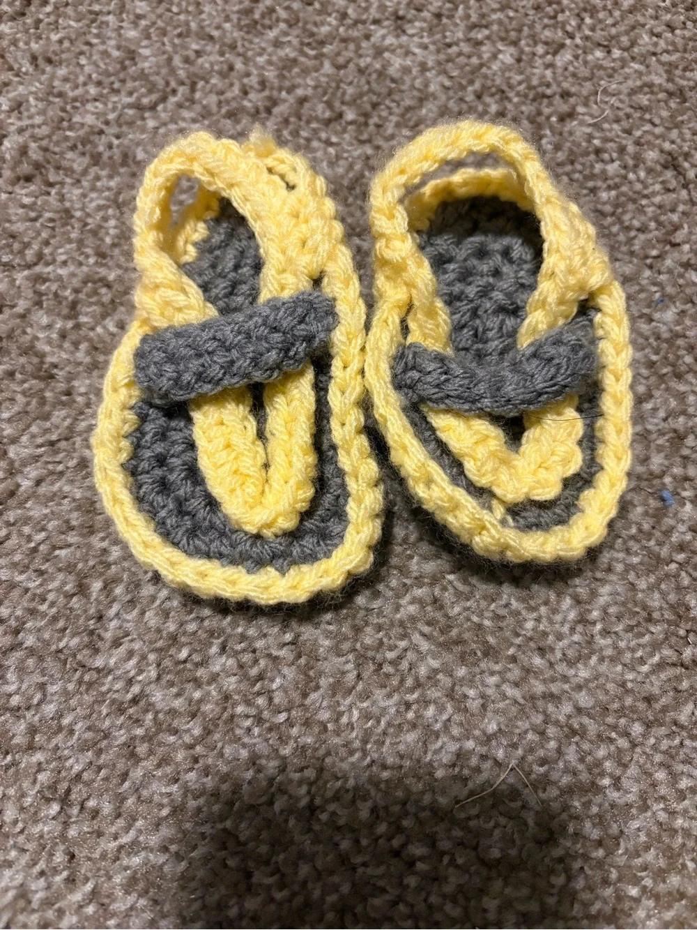 Handmade Baby Crochet Sandals in Yellow and Gray